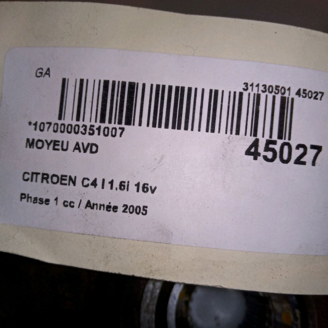 Moyeu avd occasion CITROEN C4 I Phase 1 11-2004->07-2008 1.6i 16v 330785 4