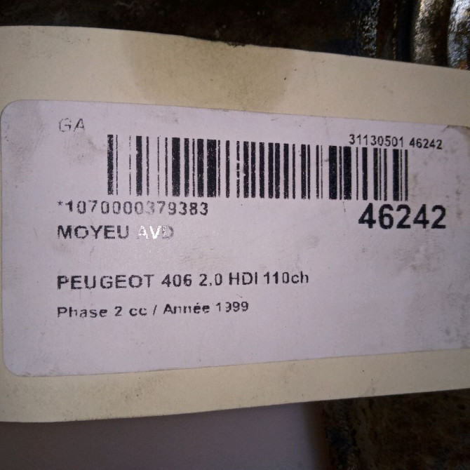 Moyeu avd occasion PEUGEOT 406 Phase 2 04-1999->04-2004 2.0 HDI 110ch 330785 4