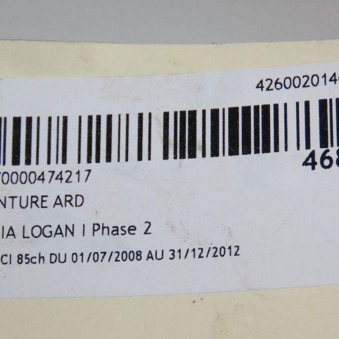 Ceinture arrière droite occasion DACIA LOGAN I Phase 2 07-2008->12-2012 1.5 DCI 85ch 6001549671 4