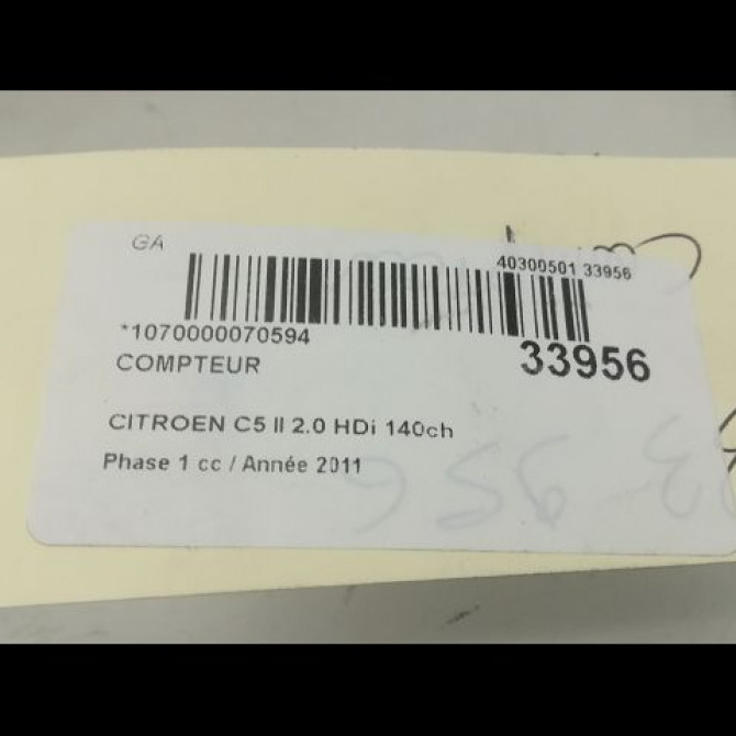 Compteur occasion CITROEN C5 II Phase 1 04-2008->... 2.0 HDi 140ch 6103PP 4