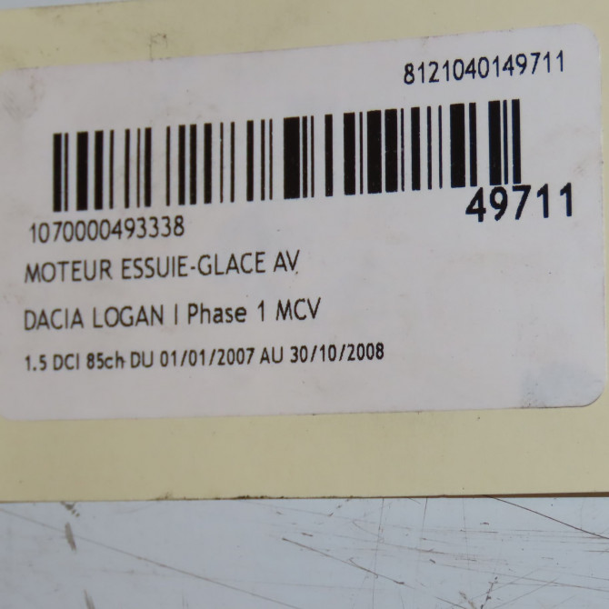 Moteur essuie-glace avant occasion DACIA LOGAN I Phase 1 MCV 01-2007->10-2008 1.5 DCI 85ch 3