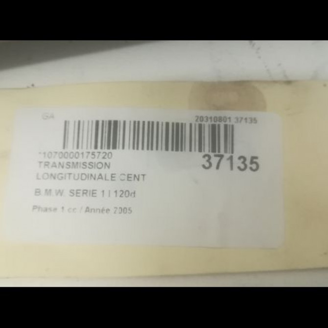 Transmission longitudinale cent occasion B.M.W. SERIE 1 I Phase 1 05-2004->12-2006 120d 4