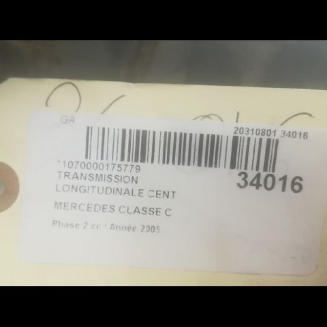Transmission longitudinale cent occasion MERCEDES CLASSE C COUPE SPORT II Phase 2 03-2004->04-2008 C 220 CDI 4