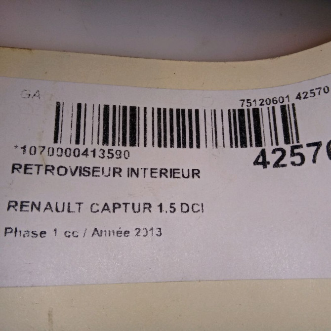 Retroviseur interieur occasion RENAULT CAPTUR Phase 1 02-2013->... 1.5 DCI 90ch 963217469R 5