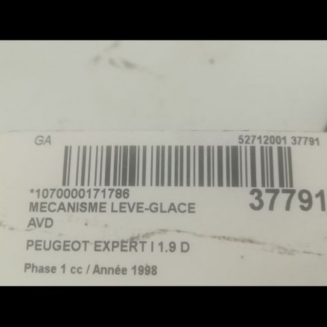 Mécanisme lève-glace avant droit occasion PEUGEOT EXPERT I Phase 1 10-1995->12-2003 1.9 D 9222N7 3
