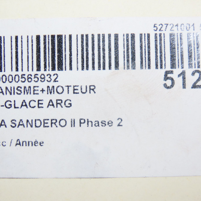 Mecanisme+moteur leve-glace arg occasion DACIA SANDERO II Phase 2 02-2017->... 827217099R 7