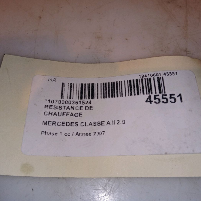 Resistance de chauffage occasion MERCEDES CLASSE A II Phase 1 12-2004->04-2008 2.0 CDI 16v 110ch 1698300861 4