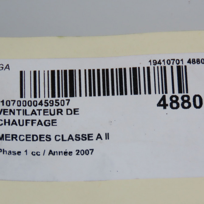 Ventilateur de chauffage occasion MERCEDES CLASSE A II Phase 1 12-2004->04-2008 A170 116ch 1698200642 5