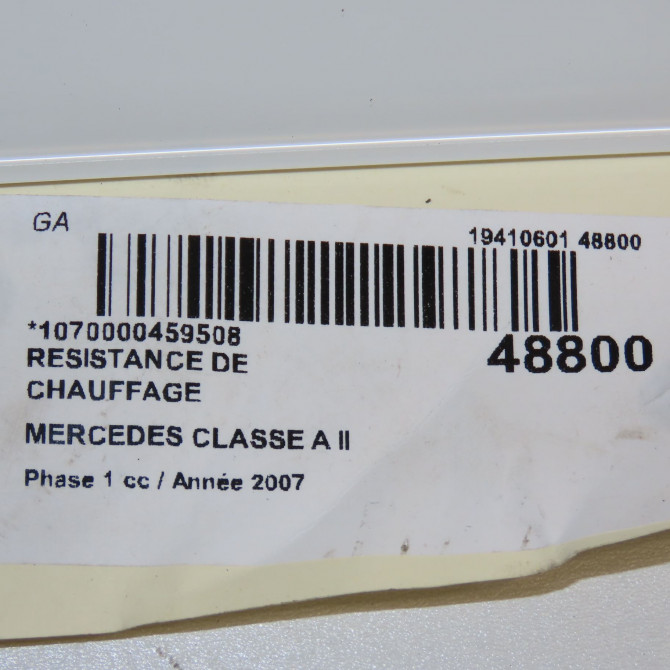 Resistance de chauffage occasion MERCEDES CLASSE A II Phase 1 12-2004->04-2008 A170 116ch 1698300861 4