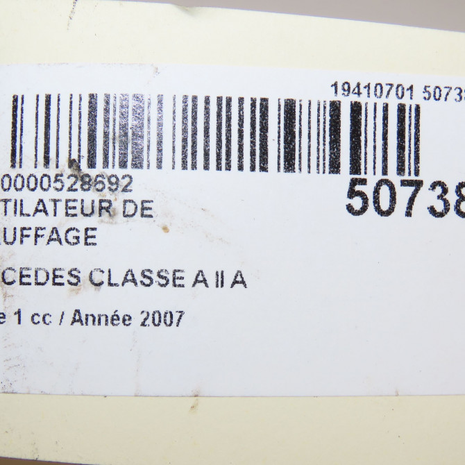 Ventilateur de chauffage occasion MERCEDES CLASSE A II Phase 1 12-2004->04-2008 A 180 CDI 1698200642 7