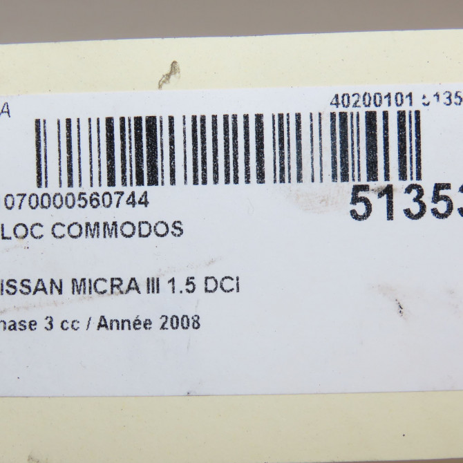 Bloc commodos occasion NISSAN MICRA III Phase 3 11-2007->11-2010 1.5 DCI 90ch 25560BC325 8