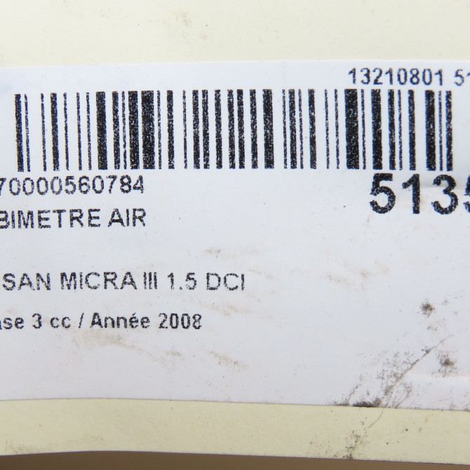 Debimetre air occasion NISSAN MICRA III Phase 3 11-2007->11-2010 1.5 DCI 90ch 22680BC400 7