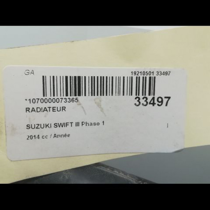 Radiateur occasion SUZUKI SWIFT IV Phase 1 09-2010->... 1.2 VVT 94ch 1770069L21 3
