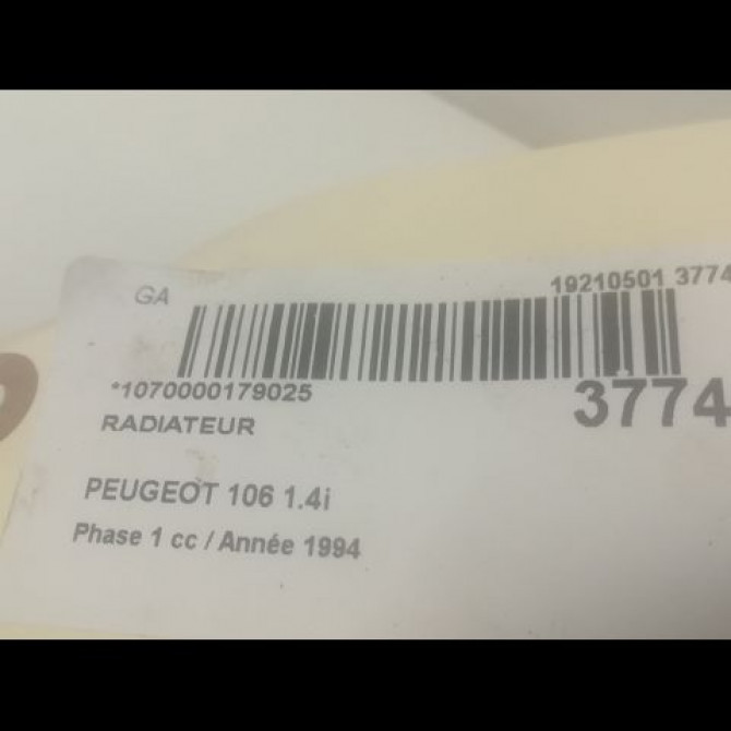 Radiateur occasion PEUGEOT 106 Phase 1 09-1991->04-1996 1.4i 1301L5 3