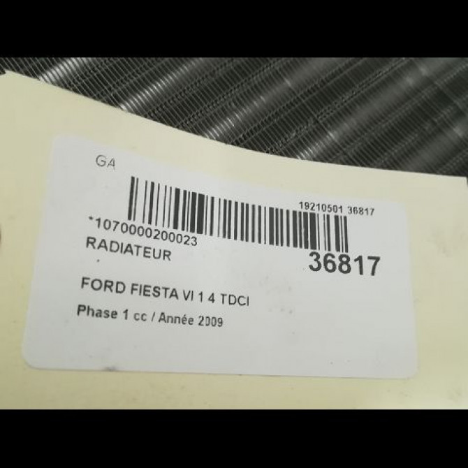 Radiateur occasion FORD FIESTA VI Phase 1 10-2008->11-2012 1.4 TDCI 68ch 1772863 3