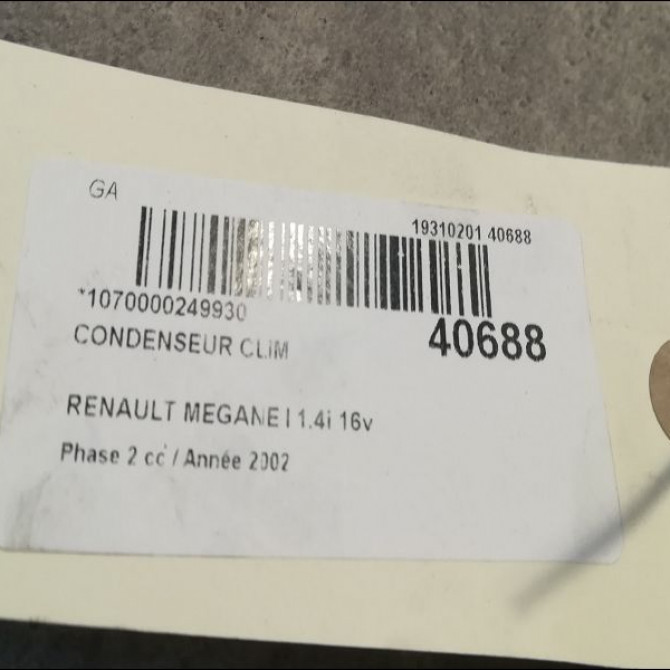 Condenseur clim occasion RENAULT MEGANE I Phase 2 03-1999->06-2003 1.4i 16v 8200182361 3