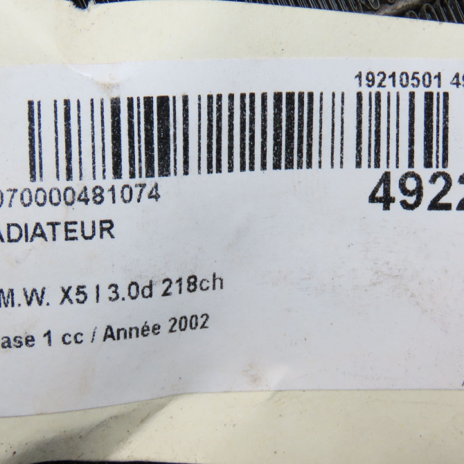 Radiateur occasion B.M.W. X5 I Phase 1 04-2000->12-2006 3.0d 218ch 17107544668 5