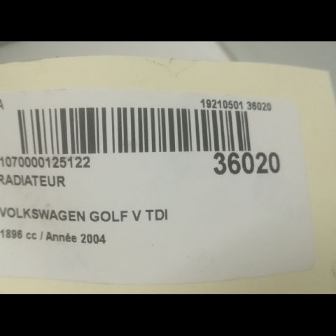 Radiateur occasion VOLKSWAGEN GOLF V Phase 1 11-2003->10-2008 1.9 TDI 90ch 5K0121253H 3