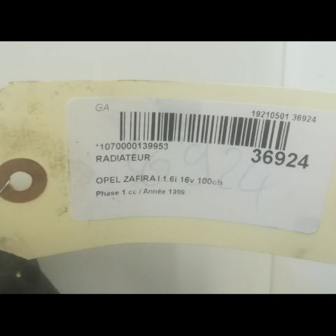 Radiateur occasion OPEL ZAFIRA I Phase 1 03-1999->07-2005 1.6i 16v 100ch 9193265 3