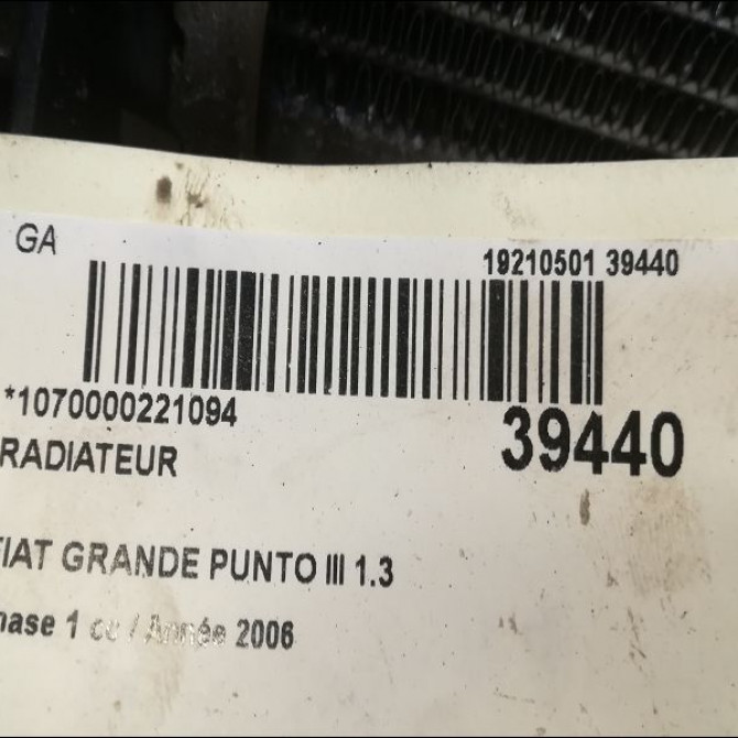 Radiateur occasion FIAT GRANDE PUNTO III Phase 1 09-2005->12-2013 1.3 D MULTIJET 16v 75ch 55704136 3