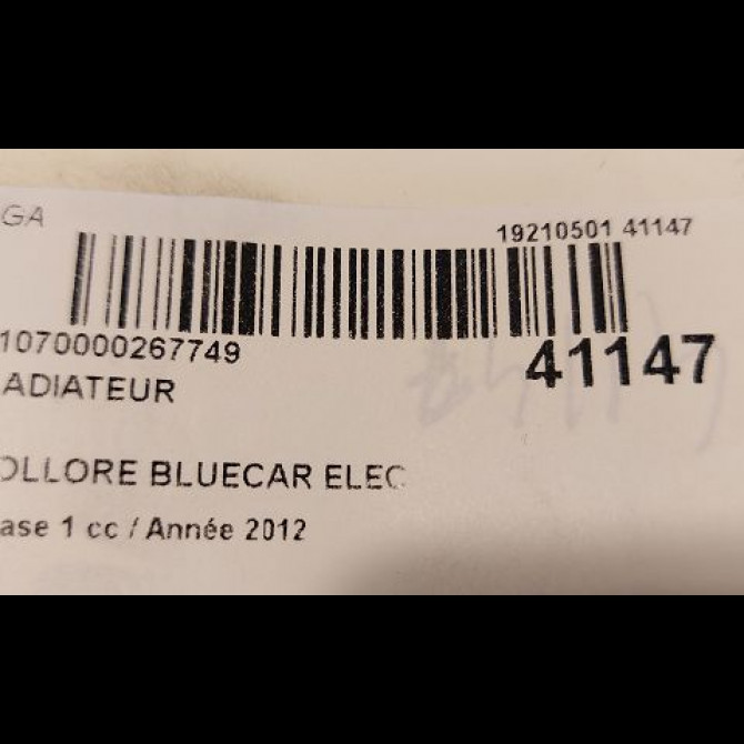 Radiateur occasion BOLLORE BLUECAR Phase 1 01-2011->... ELEC 3