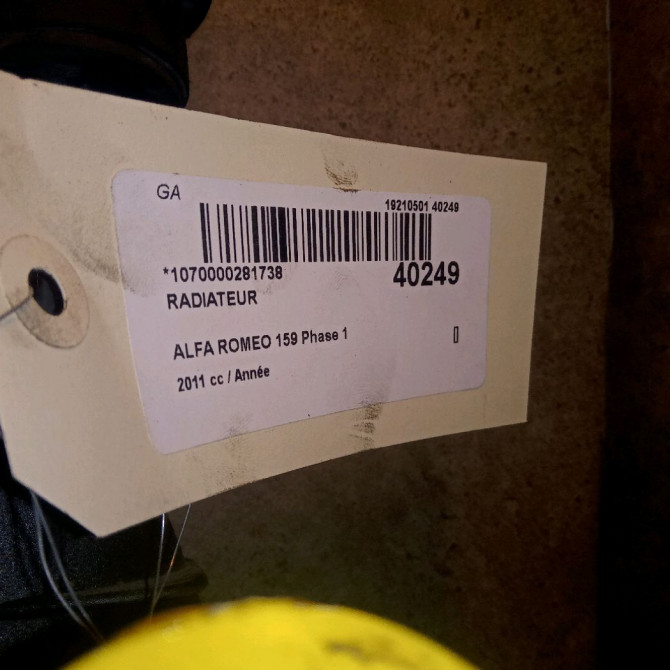 Radiateur occasion ALFA ROMEO 159 Phase 1 SW 03-2006->05-2013 50516225 3