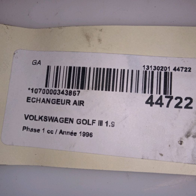 Echangeur air occasion VOLKSWAGEN GOLF III Phase 1 01-1992->12-1997 1.9 TDI 90ch 1H0145805B 5