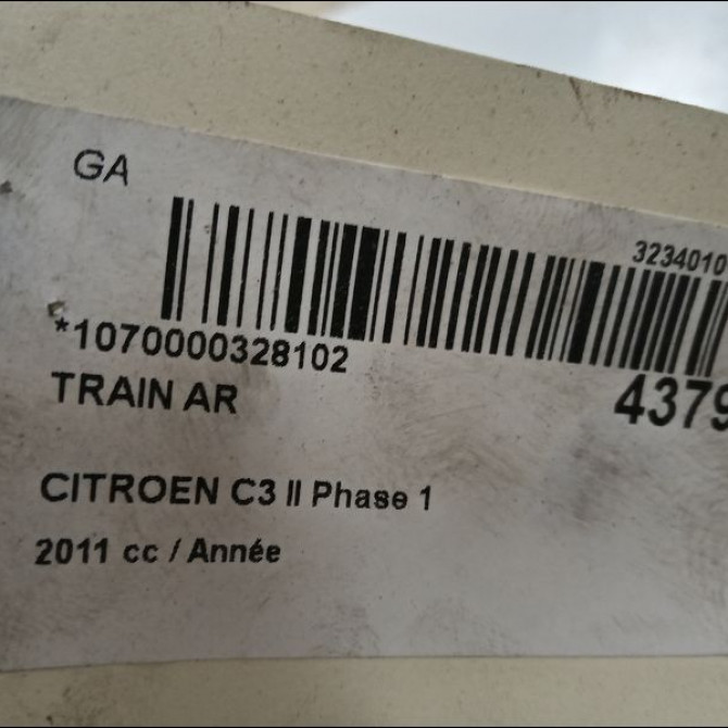 Train arrière occasion CITROEN C3 II Phase 1 11-2009->02-2013 9801942480 3