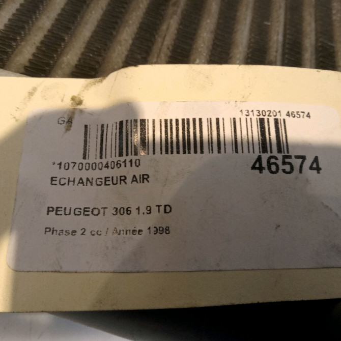 Echangeur air occasion PEUGEOT 306 Phase 2 04-1997->03-2002 1.9 TD 384F2 4