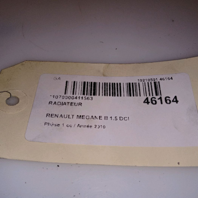 Radiateur occasion RENAULT MEGANE III Phase 1 11-2008->01-2012 1.5 DCI 110ch 4