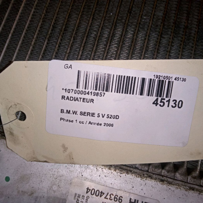 Radiateur occasion B.M.W. SERIE 5 V Phase 1 07-2003->03-2007 520D 17117787440 4