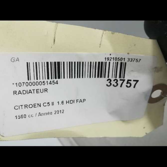 Radiateur occasion CITROEN C5 II Phase 1 04-2008->... 1.6 HDi 110ch 1330X2 3