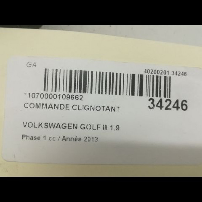 Commande clignotant occasion VOLKSWAGEN GOLF III Phase 1 01-1992->12-1997 1.9 TD 1H0953513D01C 3