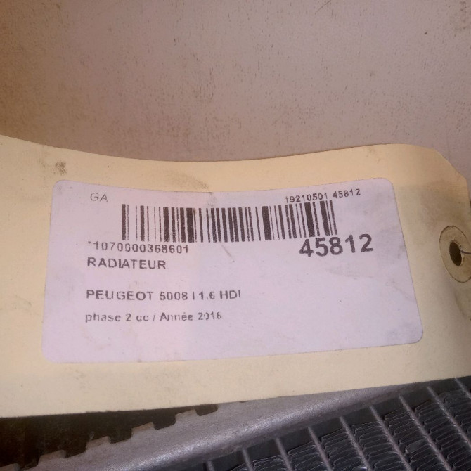 Radiateur occasion PEUGEOT 5008 I phase 2 09-2013->... 1.6 HDI 120ch 9800482380 5