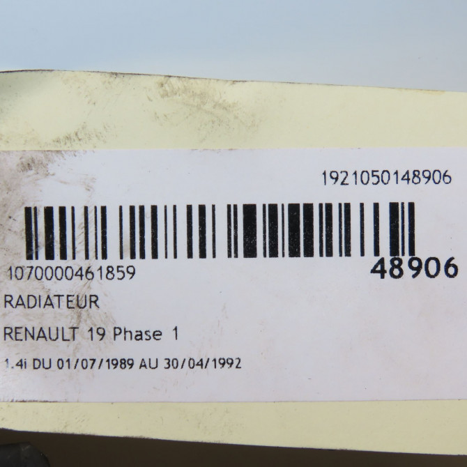 Radiateur occasion RENAULT 19 Phase 1 07-1989->04-1992 1.4i 7701047889 4