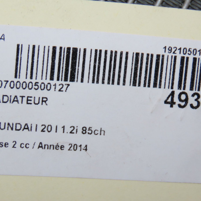 Radiateur occasion HYUNDAI I 20 I phase 2 06-2012->03-2015 1.2i 85ch 253100U000 5