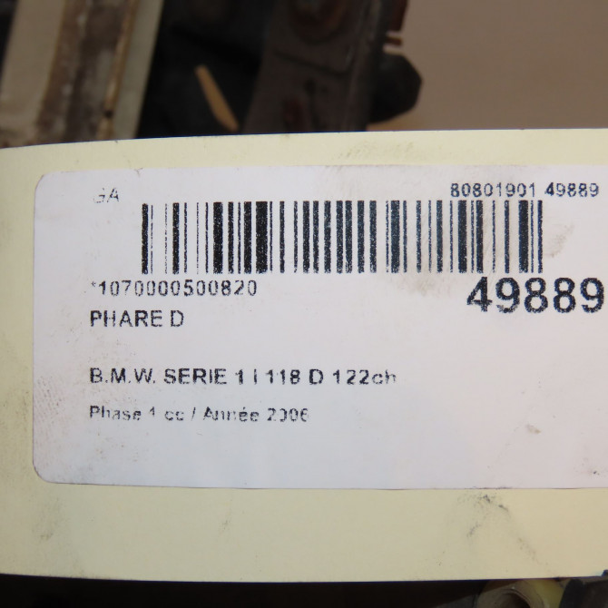 Phare droit occasion B.M.W. SERIE 1 I Phase 1 05-2004->12-2006 118 D 122ch 63126924486 3