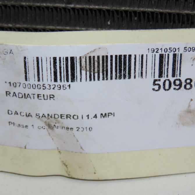 Radiateur occasion DACIA SANDERO I Phase 1 06-2008->10-2012 1.4 MPI 75ch 8200735038 5