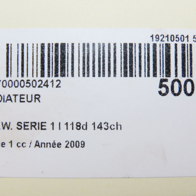 Radiateur occasion B.M.W. SERIE 1 I Phase 1 01-2007->07-2011 118d 143ch 17117788903 5
