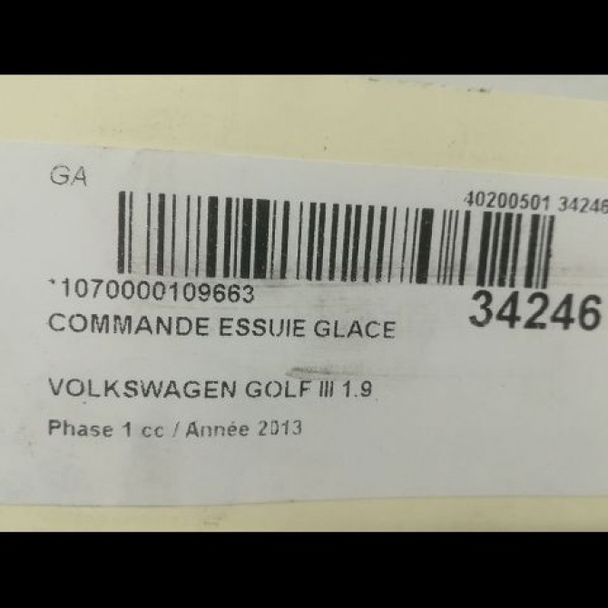 Commande essuie glace occasion VOLKSWAGEN GOLF III Phase 1 01-1992->12-1997 1.9 TD 535953519B01C 3