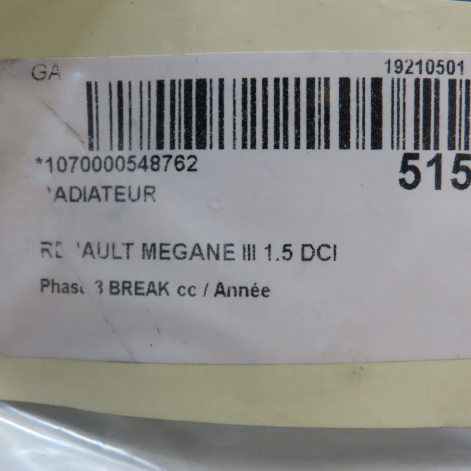 Radiateur occasion RENAULT MEGANE III Phase 1 04-1995->04-1999 1.5 DCI 95ch 214105378R 5