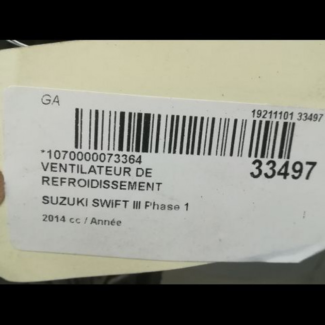 Ventilateur de refroidissement occasion SUZUKI SWIFT IV Phase 1 09-2010->... 1.2 VVT 94ch 1712069L02 3