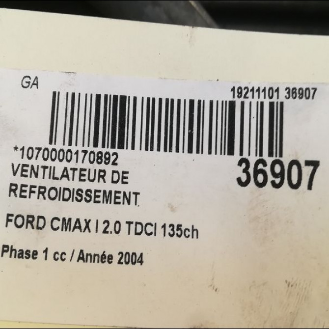 Ventilateur de refroidissement occasion FORD CMAX I Phase 1 09-2003->03-2007 2.0 TDCI 135ch 1530151 3