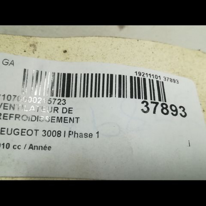 Ventilateur de refroidissement occasion PEUGEOT 3008 I Phase 1 04-2009->12-2013 3