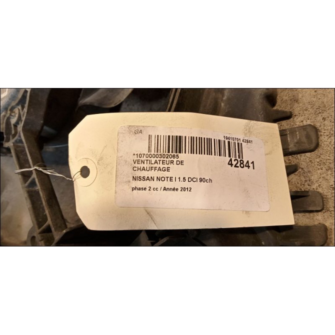 Ventilateur de chauffage occasion NISSAN NOTE I phase 2 03-2009->02-2014 1.5 DCI 90ch 272269U01A 5