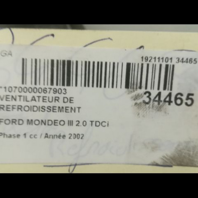 Ventilateur de refroidissement occasion FORD MONDEO II Phase 1 09-2000->06-2007 2.0 TDCI 130ch 1211138 3