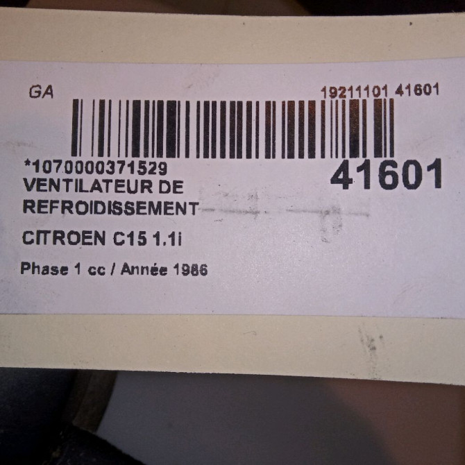 Ventilateur de refroidissement occasion CITROEN C15 Phase 1 07-1987->06-1996 1.1i 4