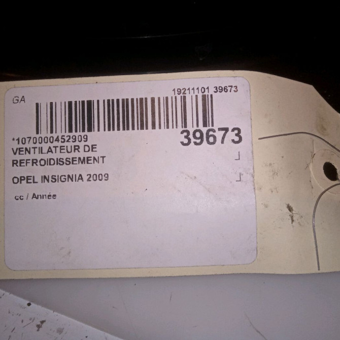 Ventilateur de refroidissement occasion OPEL INSIGNIA 6