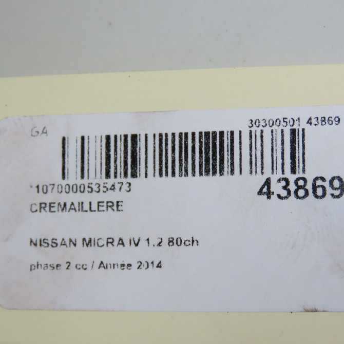 Cremaillere occasion NISSAN MICRA IV MICRA IV phase 2 2013-09-01->-0001-11-30 1.2 80ch 480101HB9ARE 5