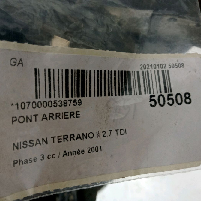Pont arriere occasion NISSAN TERRANO II Phase 1 04-1995->04-1999 2.7 TDI 125ch 38300G2307 5